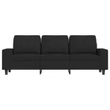 3 személyes fekete szövet kanapé lábtartóval 180 cm