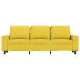 3 személyes világossárga szövet kanapé lábtartóval 180 cm