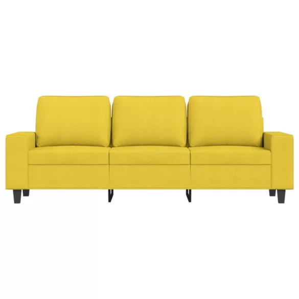 3 személyes világossárga szövet kanapé lábtartóval 180 cm