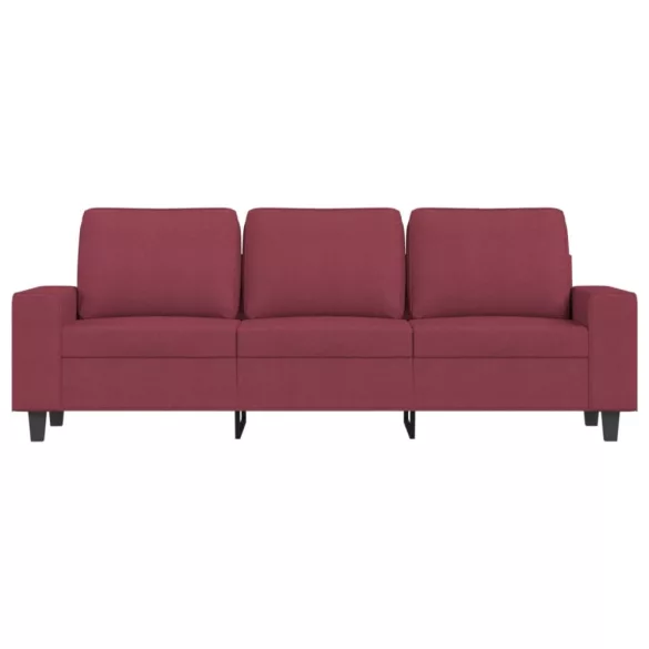 3 személyes bordó szövet kanapé lábtartóval 180 cm