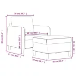 sötétszürke bársony kanapéfotel lábtartóval 60 cm