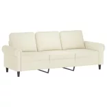 3 személyes krémszínű bársonykanapé lábtartóval 180 cm