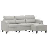 3 személyes világosszürke mikroszálas kanapé lábtartóval 180 cm