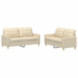2 részes krémszínű szövet ülőgarnitúra párnákkal