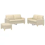 3 részes krémszínű szövet ülőgarnitúra párnákkal