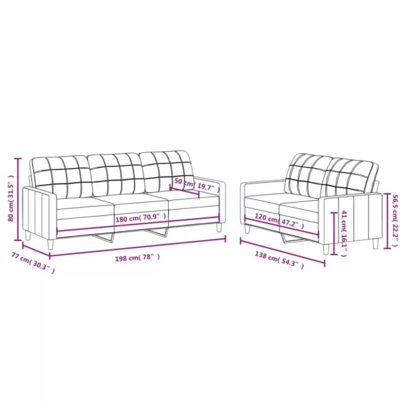 2 részes sötétszürke szövet ülőgarnitúra párnákkal