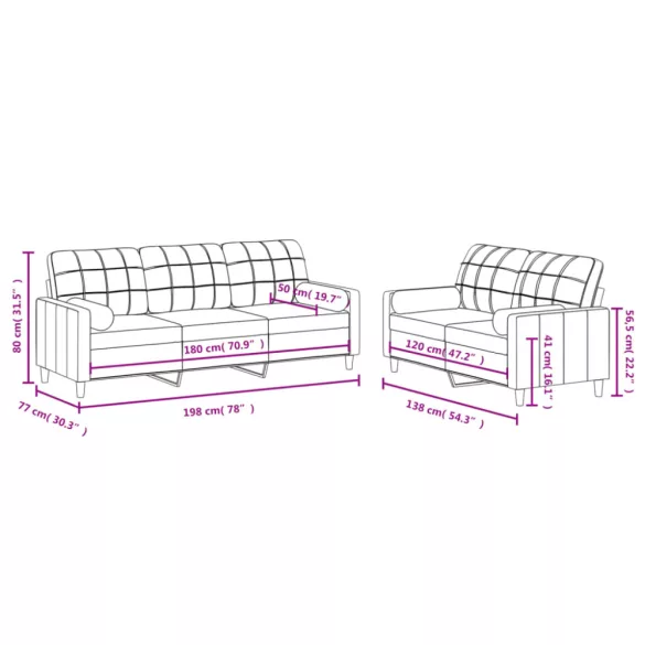 2 részes világosszürke szövet ülőgarnitúra párnákkal