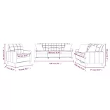 3 részes fekete műbőr ülőgarnitúra párnákkal