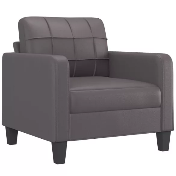 3 részes szürke műbőr ülőgarnitúra párnákkal