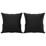 3 részes fekete műbőr ülőgarnitúra párnákkal