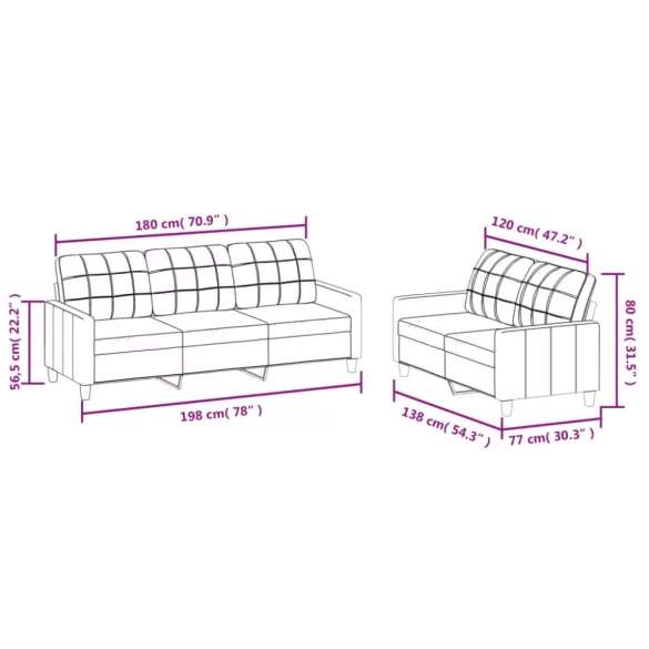 2 részes bordó műbőr ülőgarnitúra párnákkal