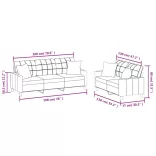 2 részes krémszínű műbőr ülőgarnitúra párnákkal