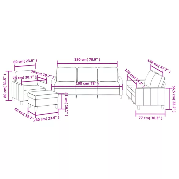 4 részes fekete műbőr ülőgarnitúra párnákkal