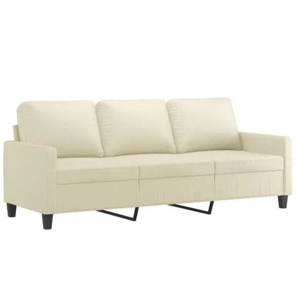 4 részes krémszínű műbőr ülőgarnitúra párnákkal