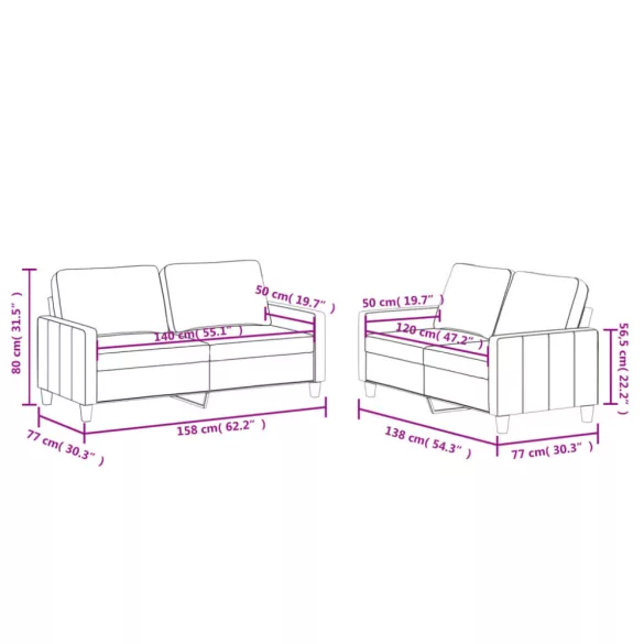 2 részes fekete műbőr ülőgarnitúra párnákkal