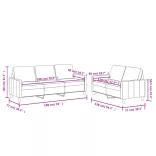 2 részes fekete műbőr ülőgarnitúra párnákkal