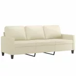 3 részes krémszínű műbőr ülőgarnitúra párnákkal