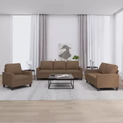 3 részes barna szövet ülőgarnitúra párnákkal