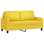 3 részes világossárga szövet ülőgarnitúra párnákkal