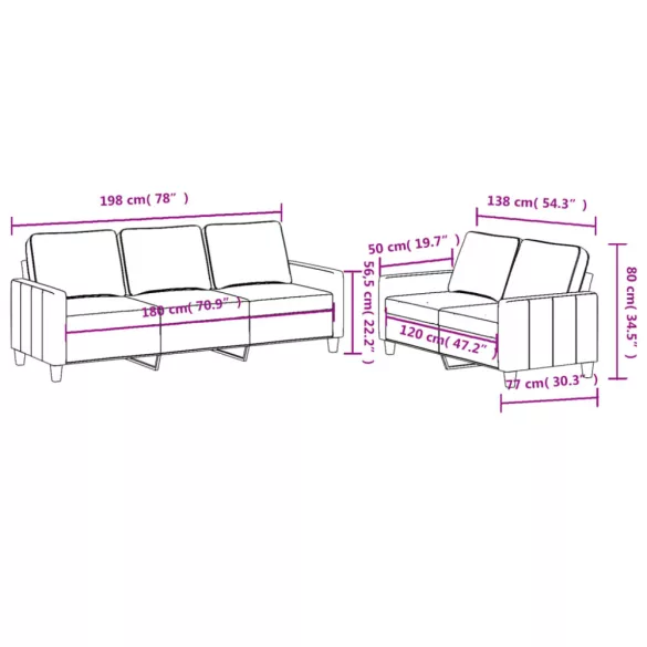 2 részes világosszürke szövet ülőgarnitúra párnákkal