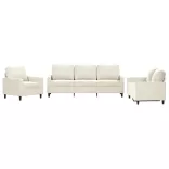 3 részes krém bársony ülőgarnitúra párnákkal