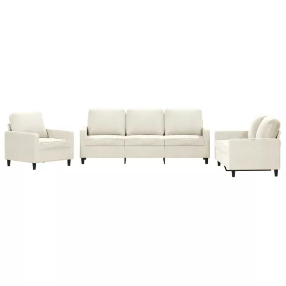 3 részes krém bársony ülőgarnitúra párnákkal