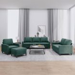 4 részes sötétzöld bársony ülőgarnitúra párnákkal