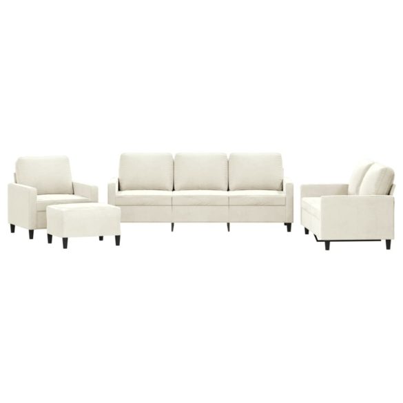 4 részes krém bársony ülőgarnitúra párnákkal