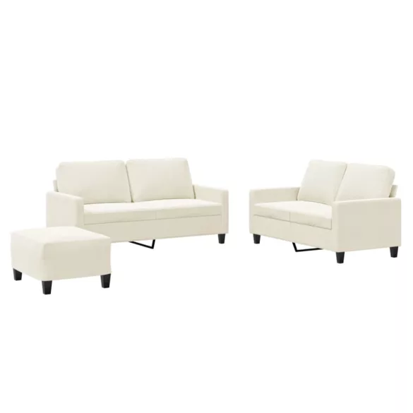 3 részes krém bársony ülőgarnitúra párnákkal