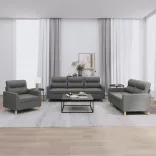 3 részes sötétszürke szövet ülőgarnitúra párnákkal