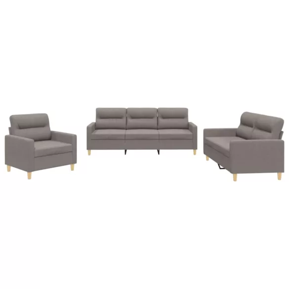 3 részes tópszínű szövet ülőgarnitúra párnákkal