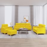 4 részes világossárga szövet ülőgarnitúra párnákkal