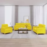 3 részes világossárga szövet ülőgarnitúra párnákkal