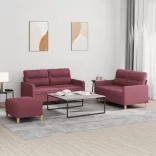 3 részes bordó szövet ülőgarnitúra párnákkal