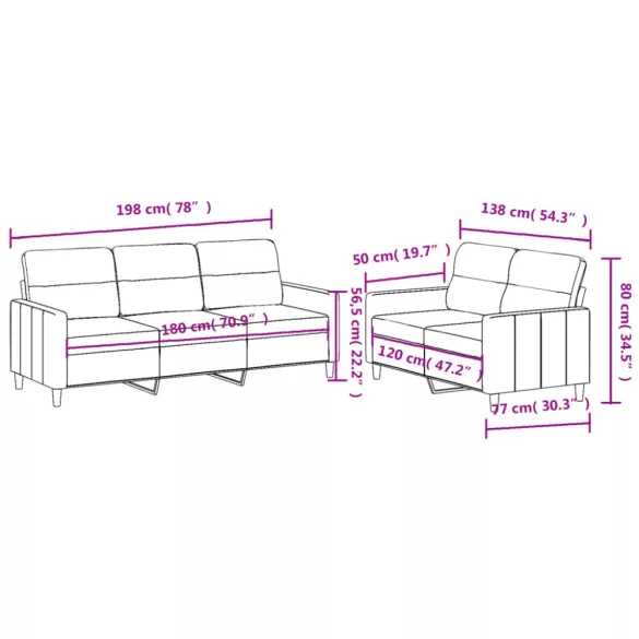 2 részes bordó szövet ülőgarnitúra párnákkal