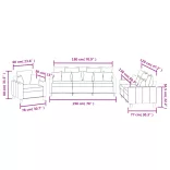 3 részes sötétszürke szövet ülőgarnitúra párnákkal