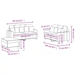 3 részes sötétszürke szövet ülőgarnitúra párnákkal