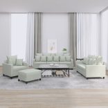 4 részes világosszürke bársony ülőgarnitúra párnákkal