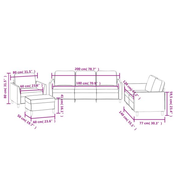 4 részes fekete műbőr ülőgarnitúra párnákkal