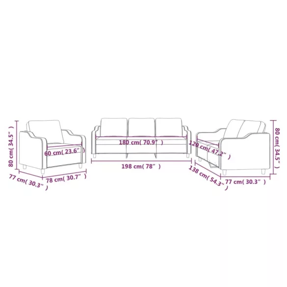 3 részes sötétszürke szövet ülőgarnitúra párnákkal