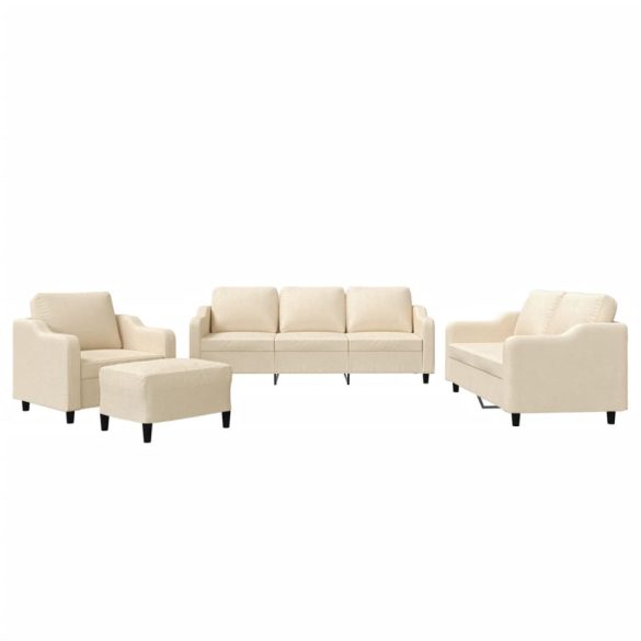4 részes krémszínű szövet ülőgarnitúra párnákkal