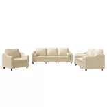 3 részes krémszínű szövet ülőgarnitúra párnákkal