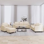 4 részes krémszínű szövet ülőgarnitúra párnákkal