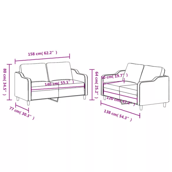 2 részes bordó szövet ülőgarnitúra párnákkal