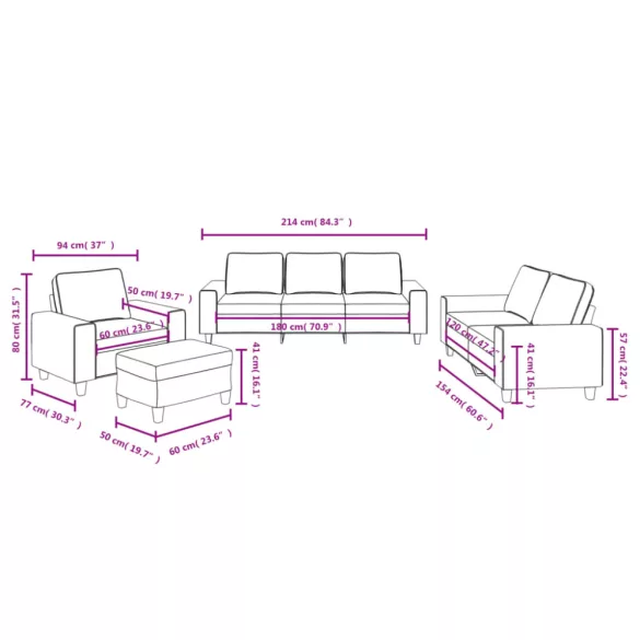 3 részes világossárga szövet ülőgarnitúra