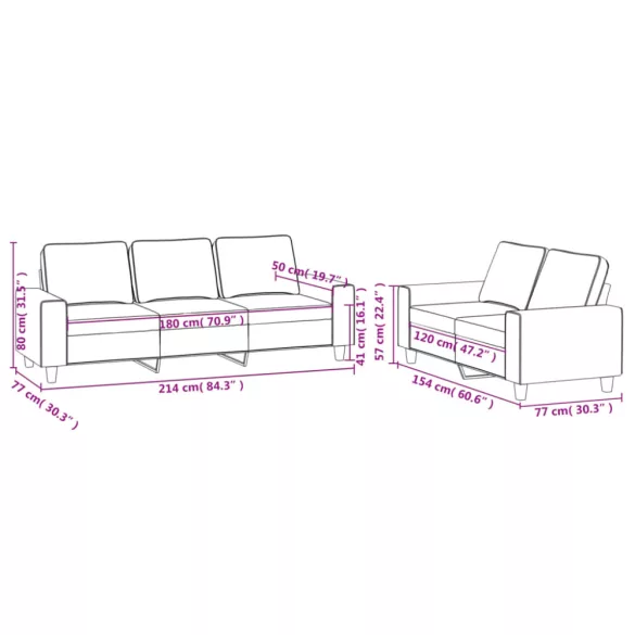 2 részes tópszínű szövet ülőgarnitúra