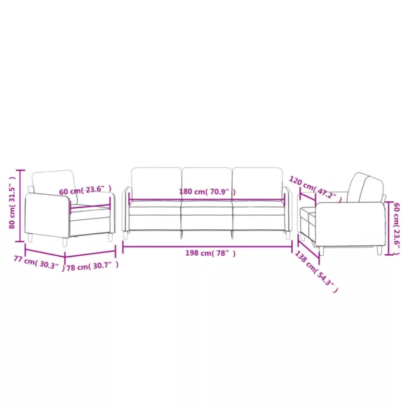 3 részes világosszürke bársony ülőgarnitúra