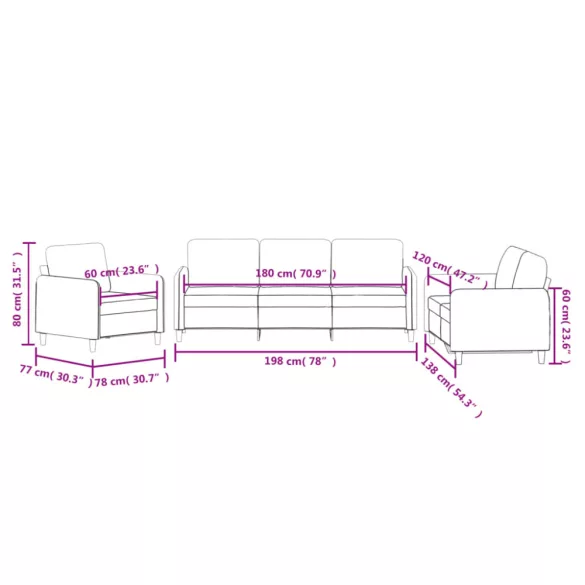 3 részes fekete bársony ülőgarnitúra