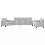 3 részes világosszürke bársony ülőgarnitúra párnákkal