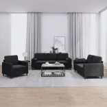 3 részes fekete bársony ülőgarnitúra párnákkal